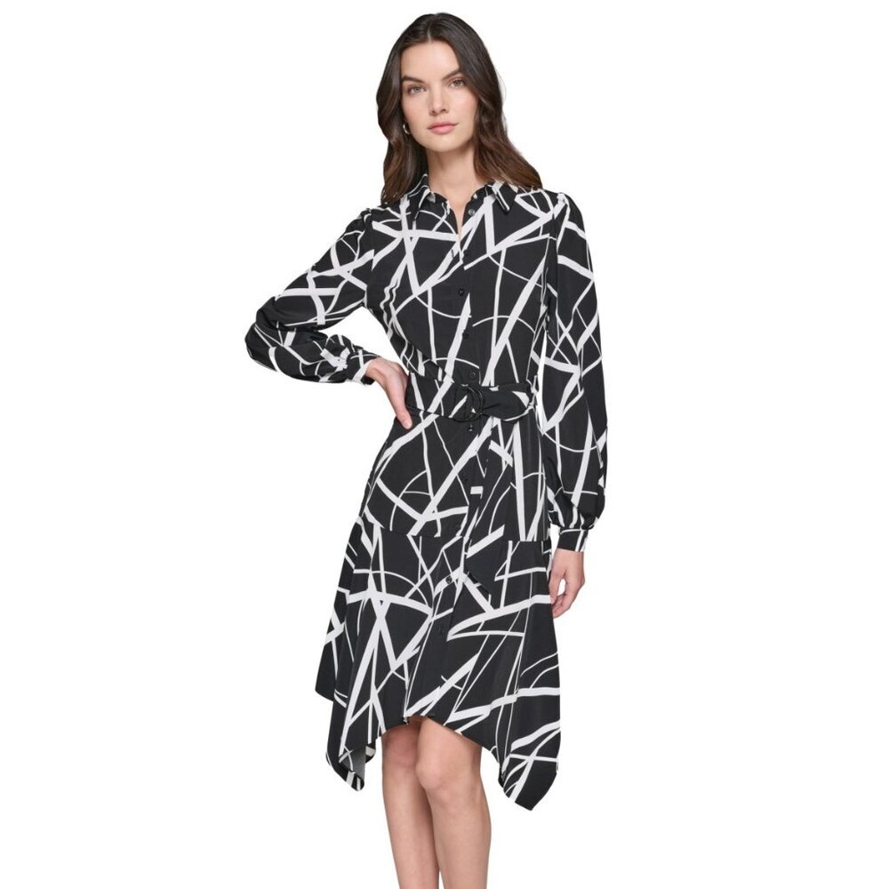 Karl Lagerfeld Black and White Asymmetrical Dress